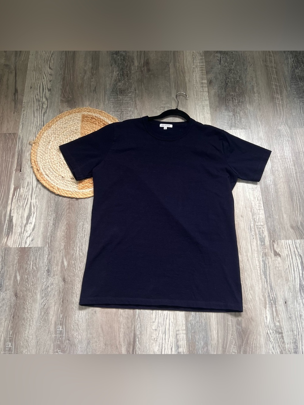 GUSTIN Crewneck Navy Blue Mens Short Sleeve Minimalist Tshirt